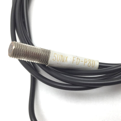 Used Lot of 2 Sunx FD-P80 Diffuse Fiber Optic Cable, M6 Barrel, 2x Bundles