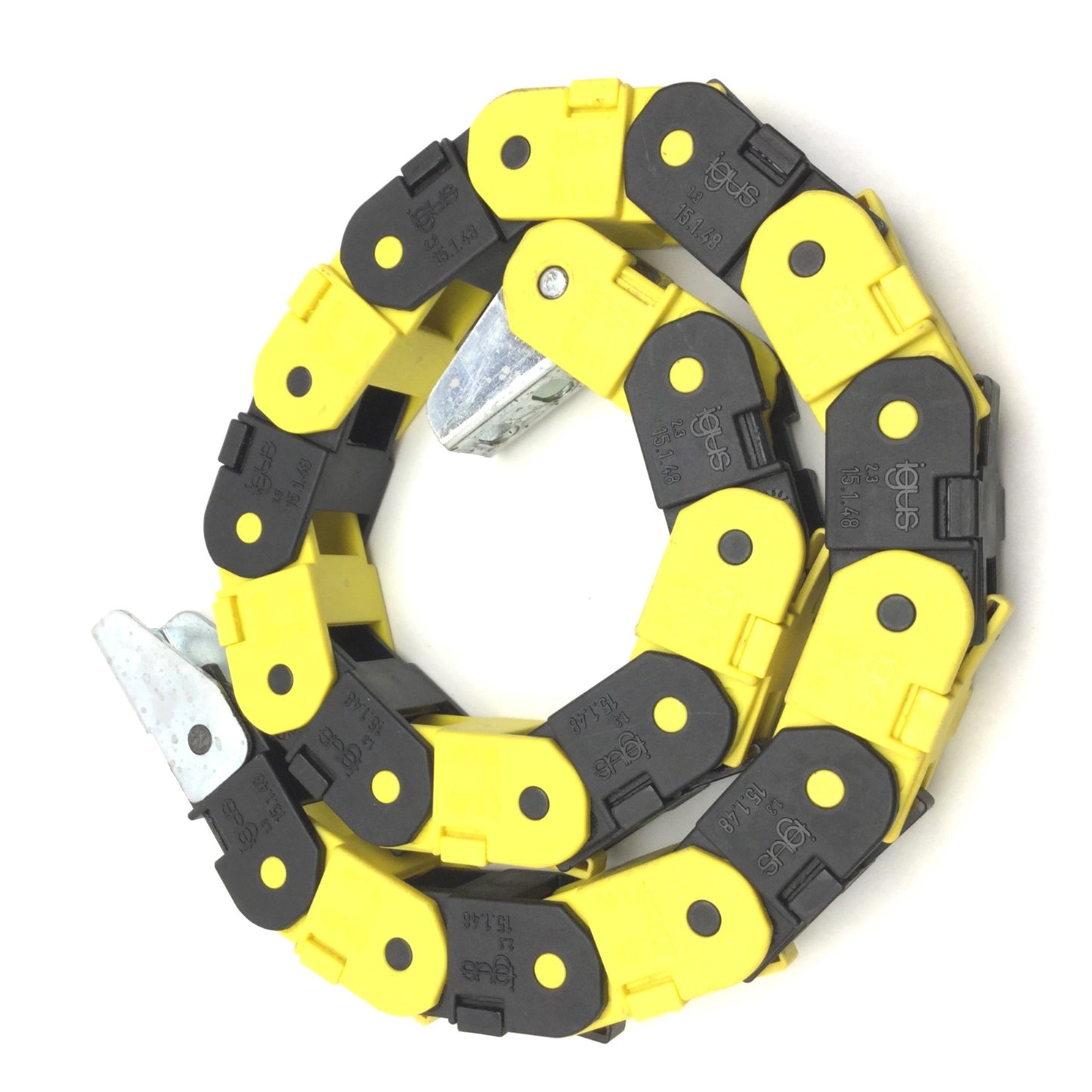 Used Igus 15.1.48 Energy Chain, Length: 24" x 1" (W) x 15/16" (H) With End Connectors