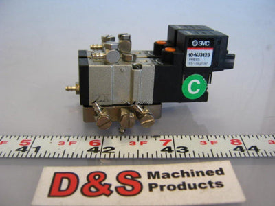 Used Bank of 2 SMC 10-VJ3123 Pneumatic Solenoid Valves