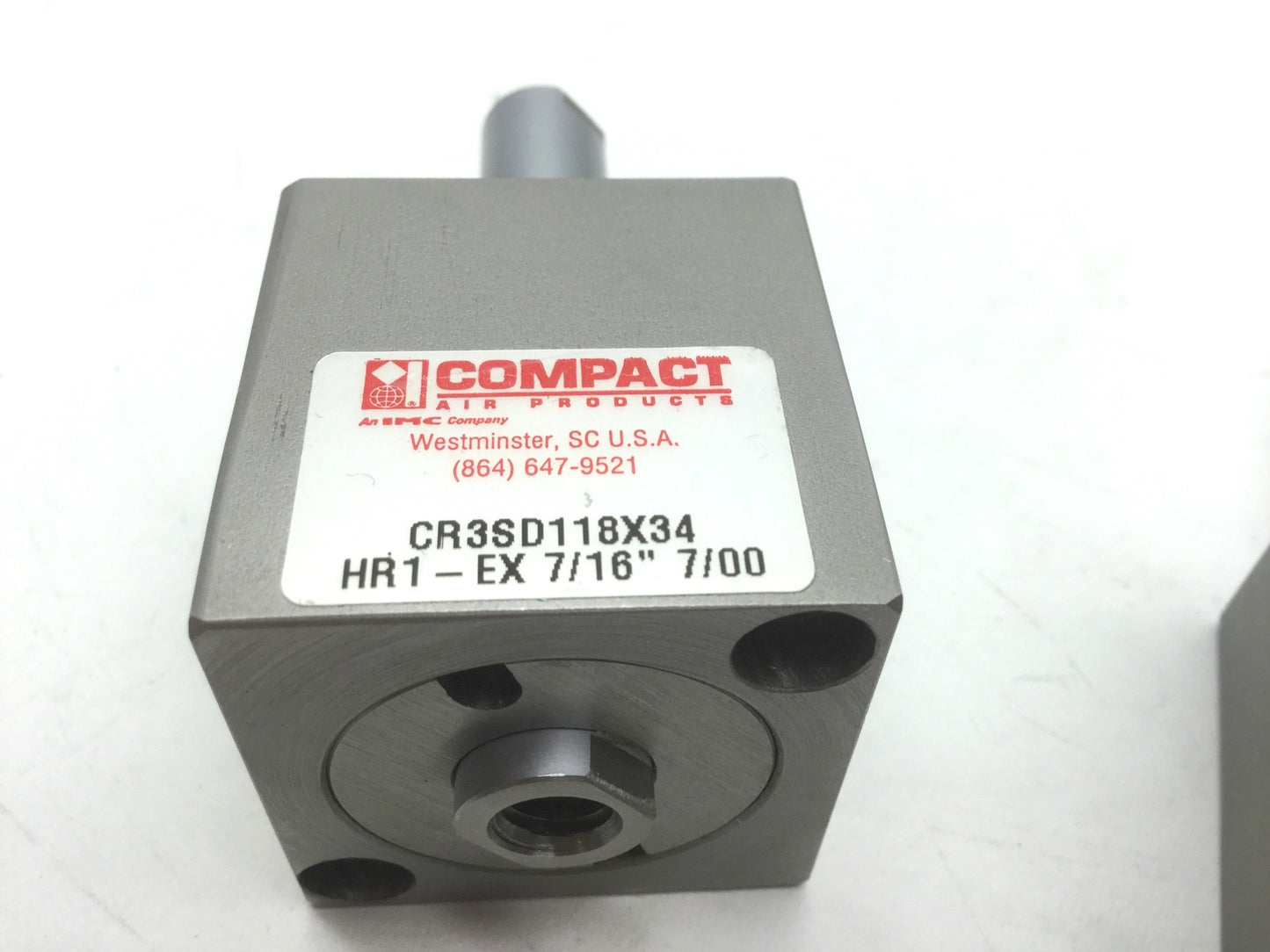 New Lot of 2 Compact CR3SD118X34 HR1-EX 7/16" Pneumatic Cylinders Bore: 1-1/8"