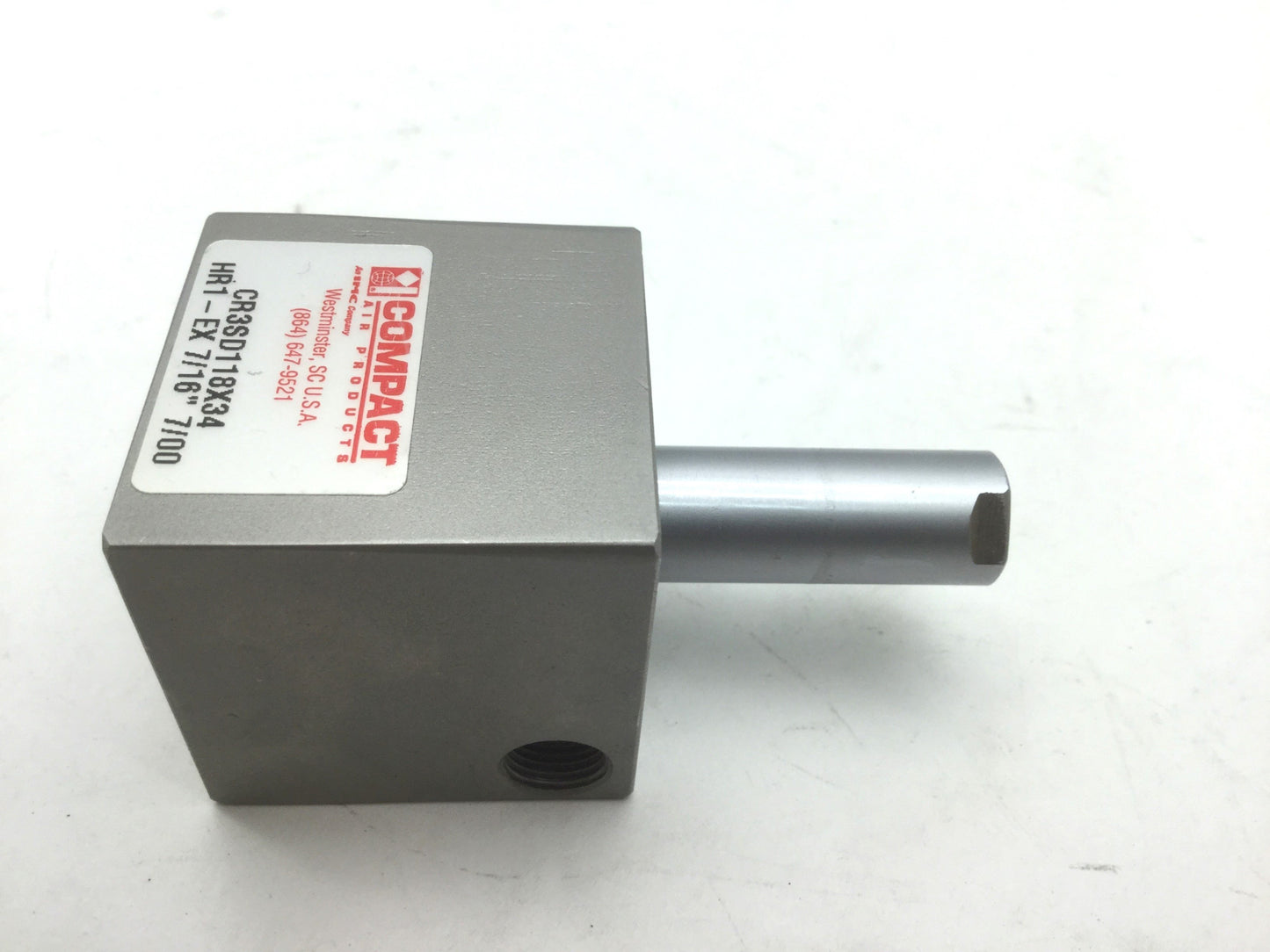 New Lot of 2 Compact CR3SD118X34 HR1-EX 7/16" Pneumatic Cylinders Bore: 1-1/8"