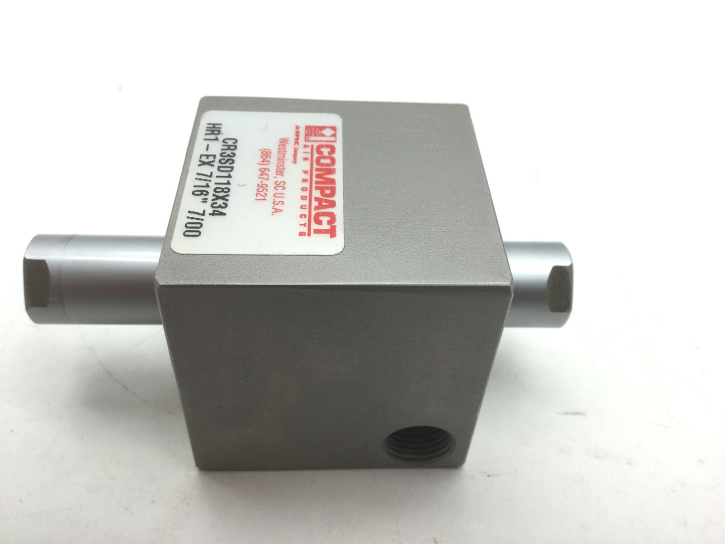 New Lot of 2 Compact CR3SD118X34 HR1-EX 7/16" Pneumatic Cylinders Bore: 1-1/8"