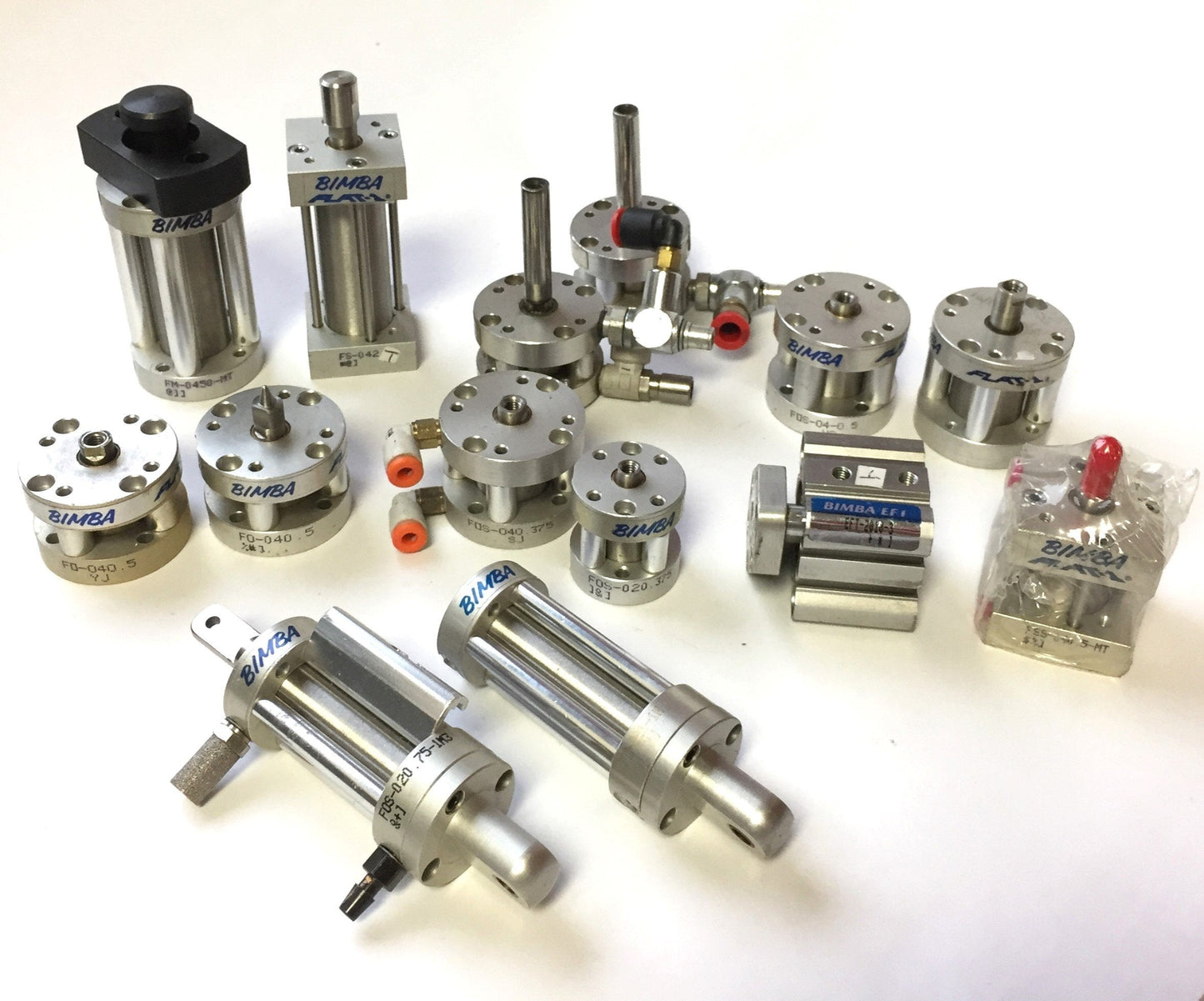 Used Lot of 14 Bimba FO FOS FM Assorted Pneumatic Air Cylinders, Bore: 9/16", 3/4"