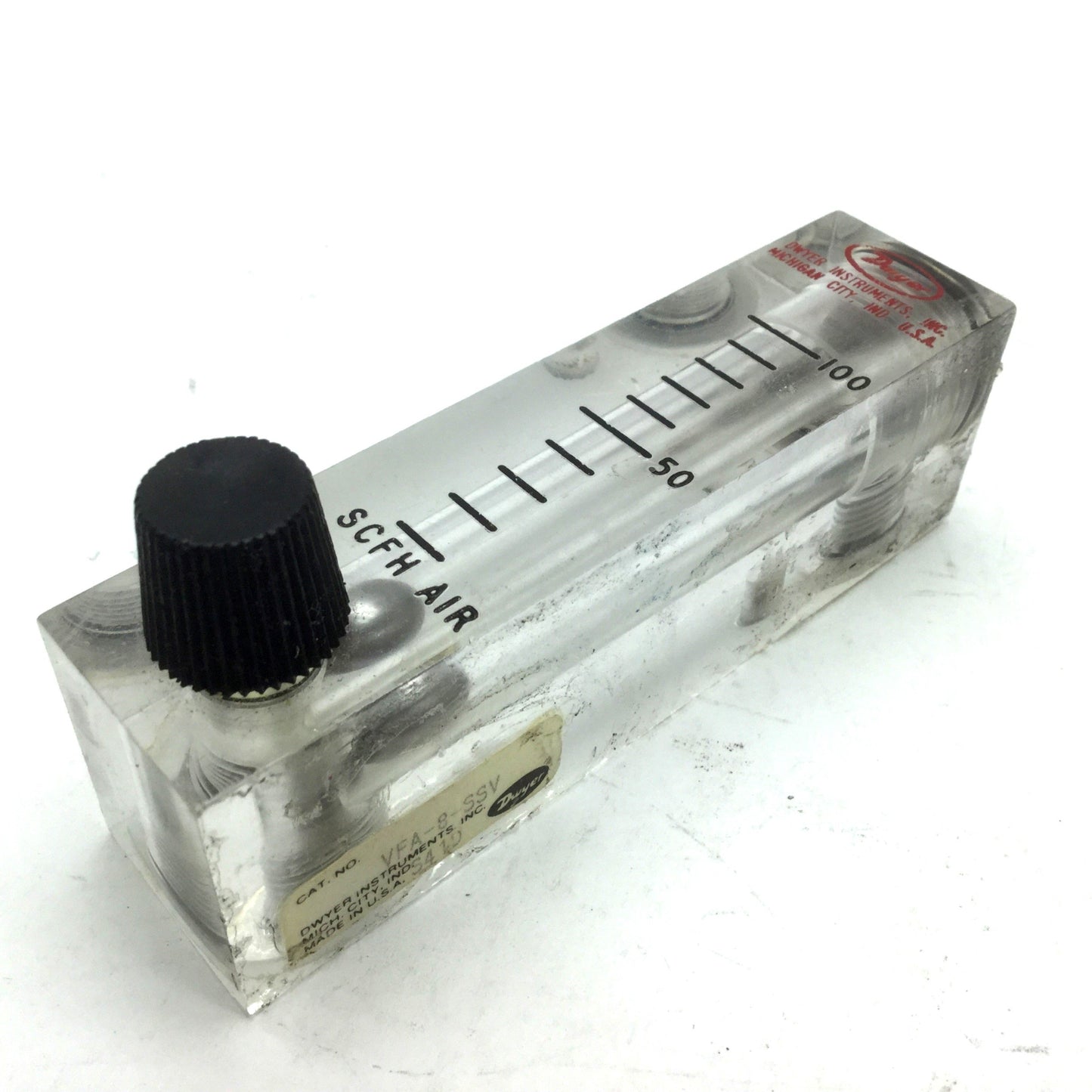 Used Dwyer VFA-8-SSV Flow Meter 2" Scale 10-100 SCFH Air SS Valve