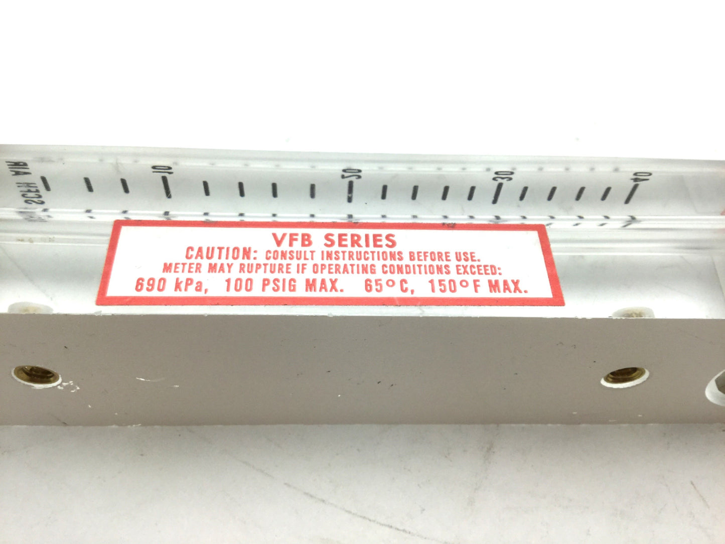 Used Dwyer VFB-52-BV Flow Meter 4" Scale 4-40 SCFH Air Brass Valve