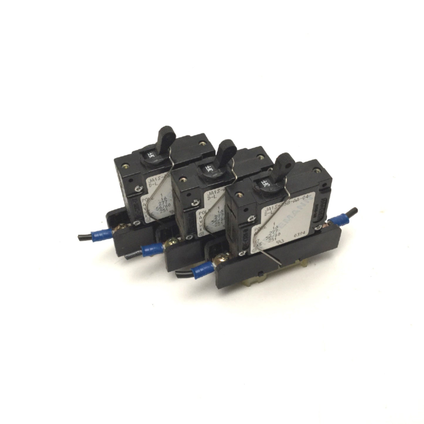 Used Lot Of 3 Heinemann JA1S-A38-AA-04-D-L Circuit Breakers 16A 277VAC 50/60Hz