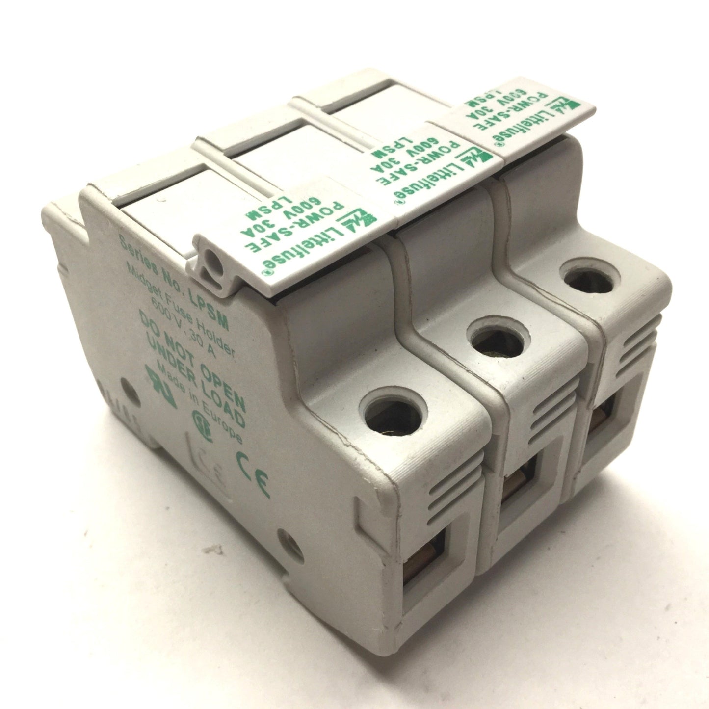 Used Littelfuse Powr-Safe LPSM Midget Fuse Holder, Rated: 600V, 30A, 3 Pole