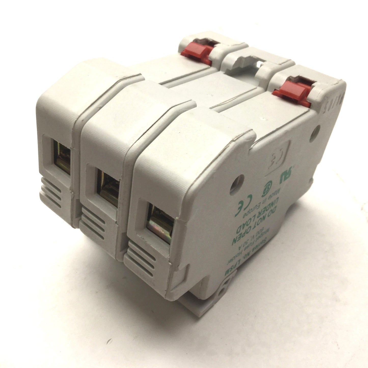 Used Littelfuse Powr-Safe LPSM Midget Fuse Holder, Rated: 600V, 30A, 3 Pole