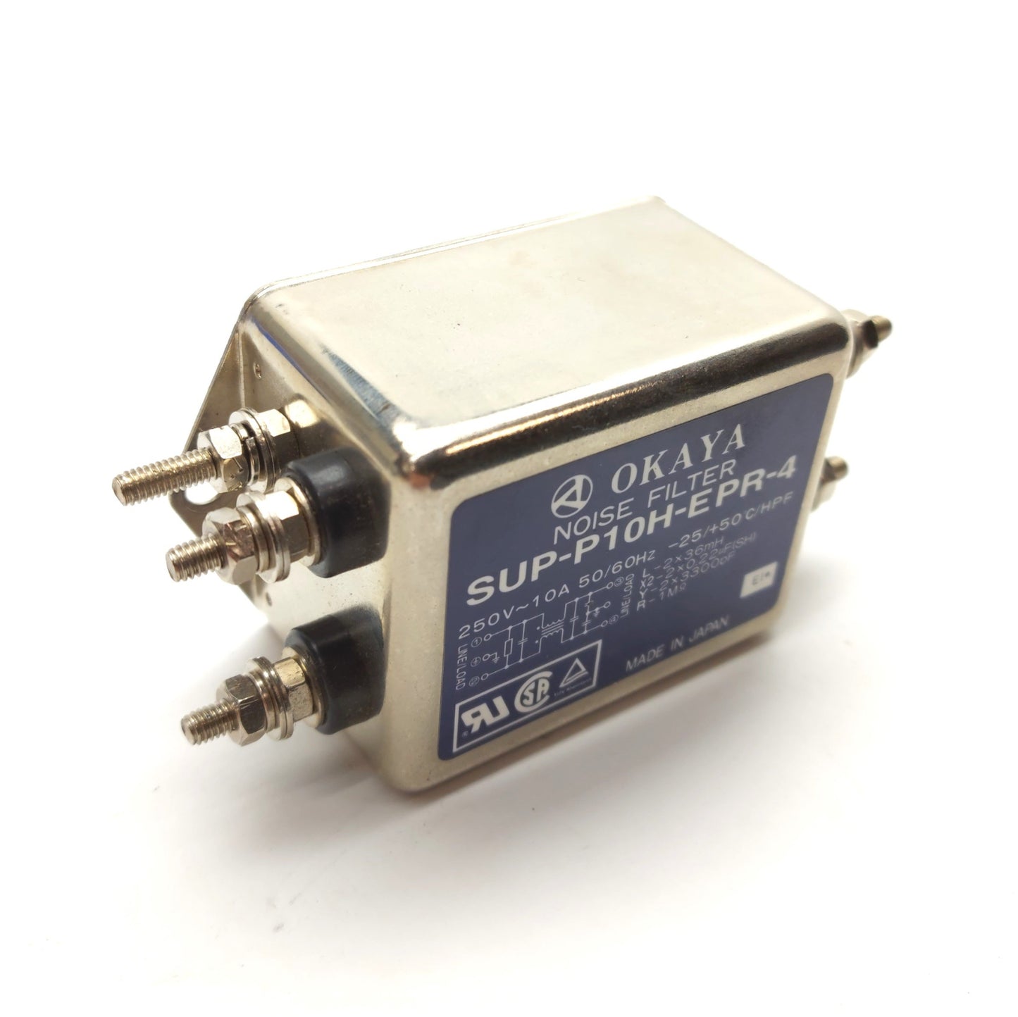 Used OKAYA SUP-P10H-EPR-4 AC Power Line Noise Filter, EMI, 250VAC 10A
