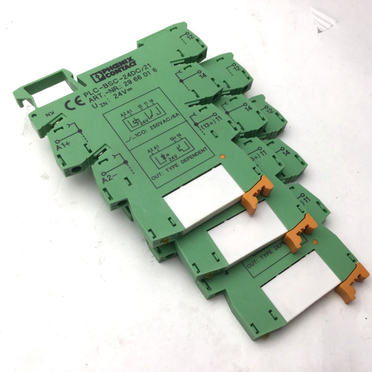 Used Lot of 3 Phoenix Contact PLC-BSC-24DC/21 Terminal Blocks w/ SPDT Relays 2961121