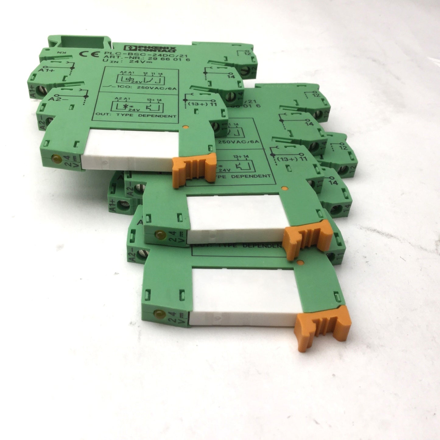 Used Lot of 3 Phoenix Contact PLC-BSC-24DC/21 Terminal Blocks w/ SPDT Relays 2961121