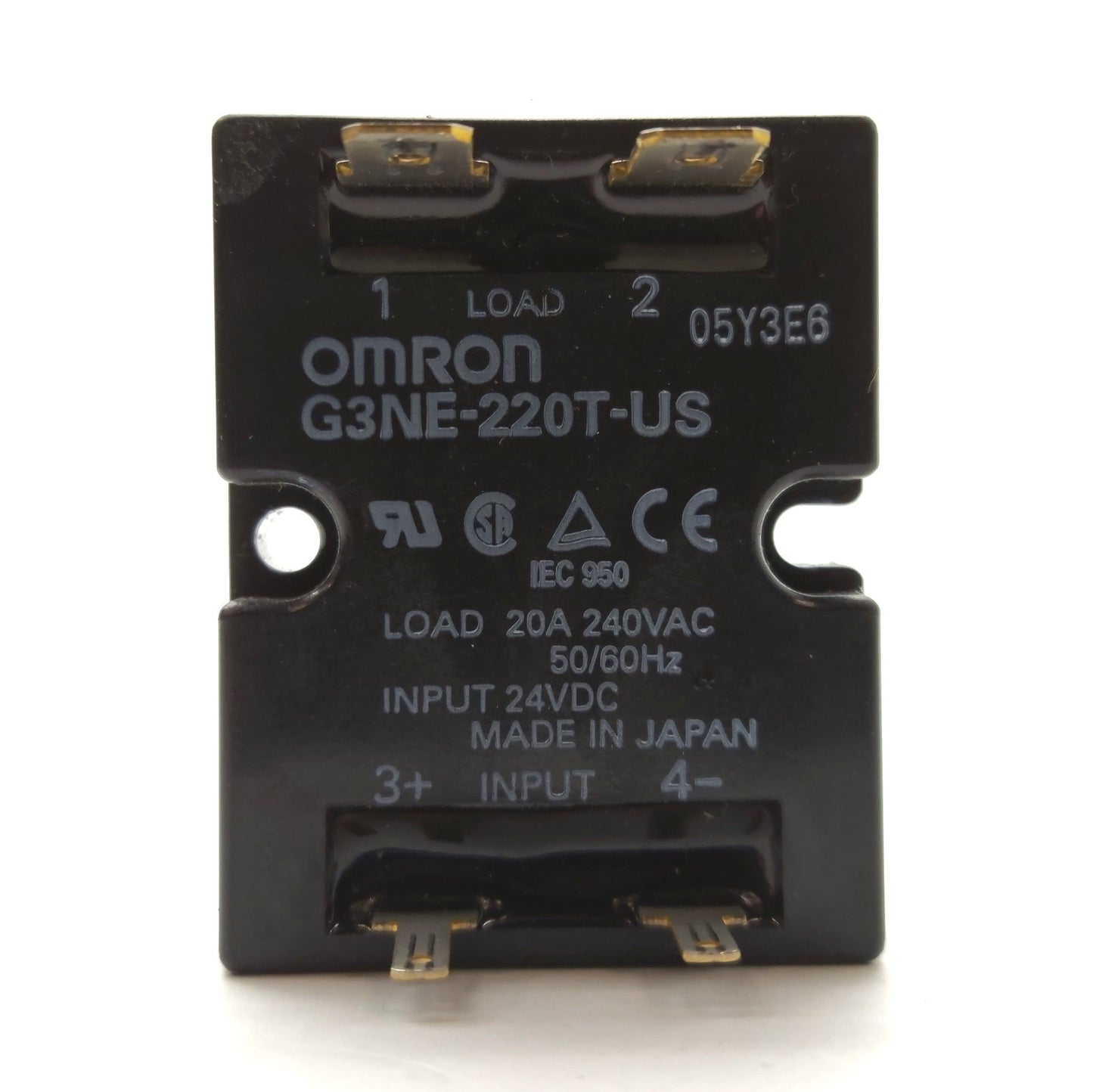 Used Omron G3NE-220T-US Solid State Relay, SPST, 24VDC Control, 240VAC 20A Load