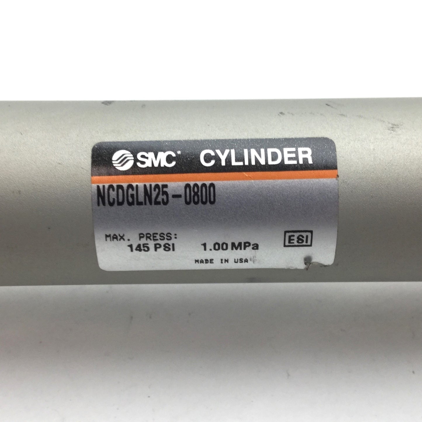 Used SMC NCDGLN25-0800 Pneumatic Cylinder, Bore: 1", Stroke: 8", Ports: Rc 1/4