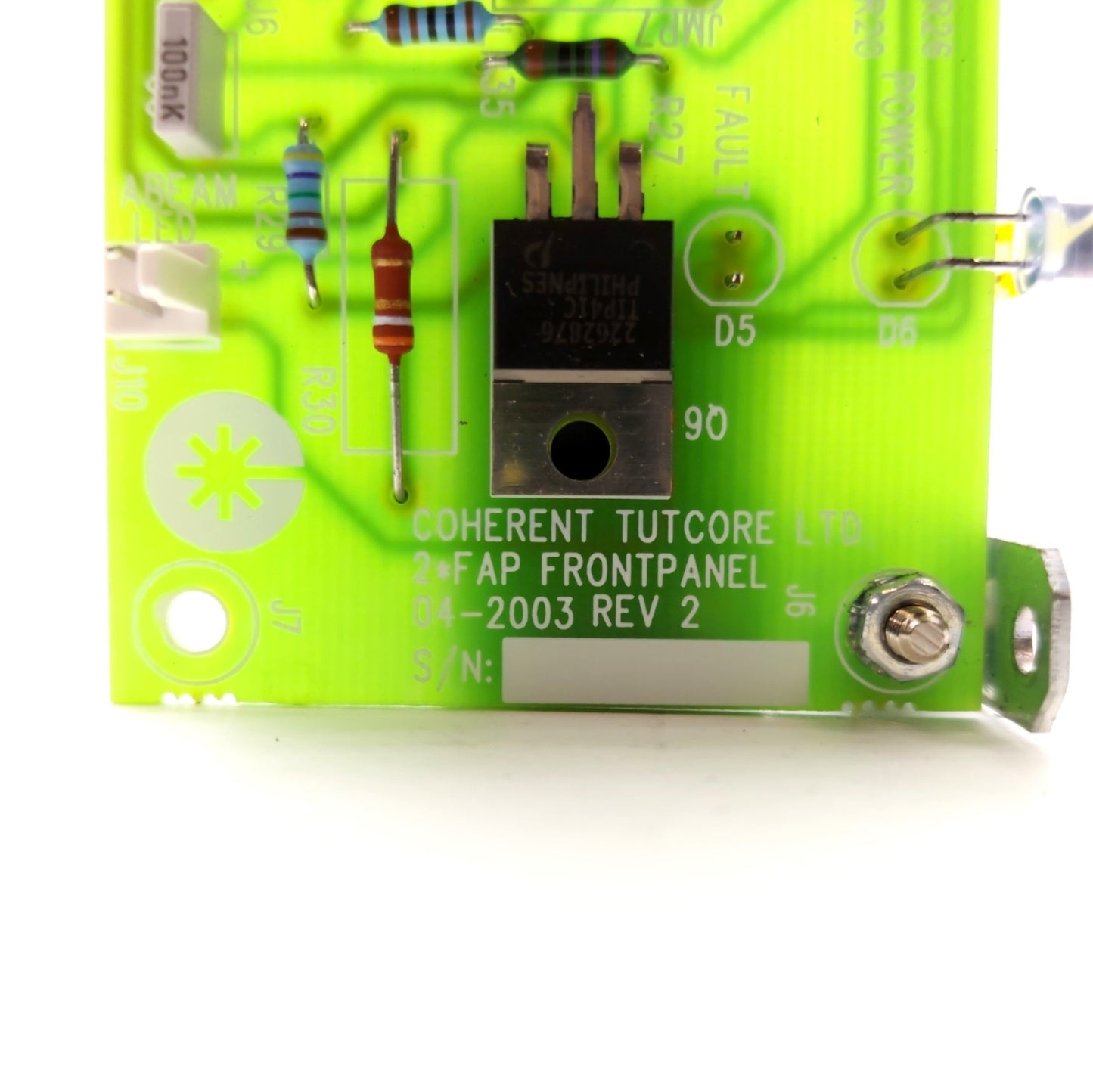 Used Coherent Rev. 2 Duo FAP LASER LED Front Panel Board, 2x 10-Pin, 50-Pin Headers