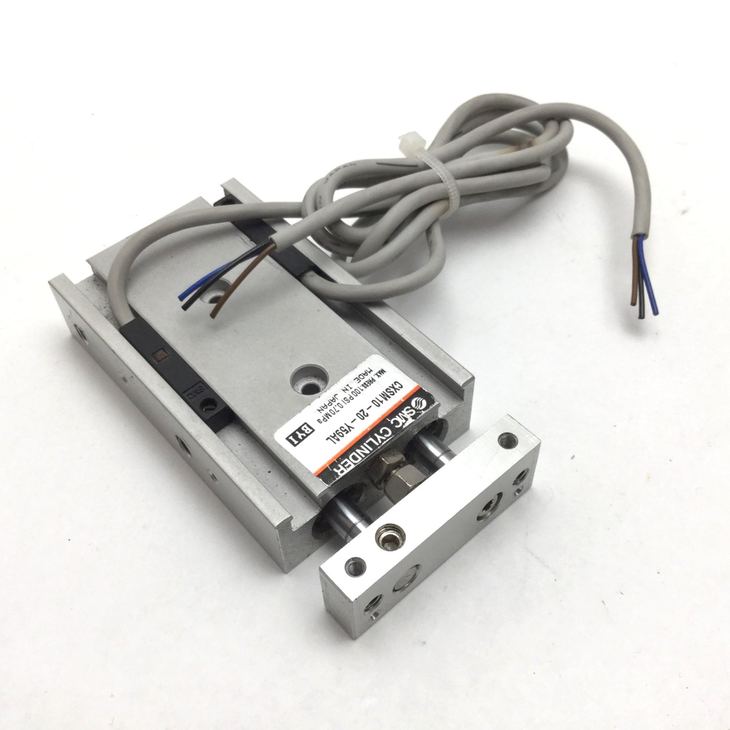 Used SMC CXSM10-20-Y59AL Dual Rod Cylinder, Bore: 10mm, Stroke: 20mm, With 2x Sensors