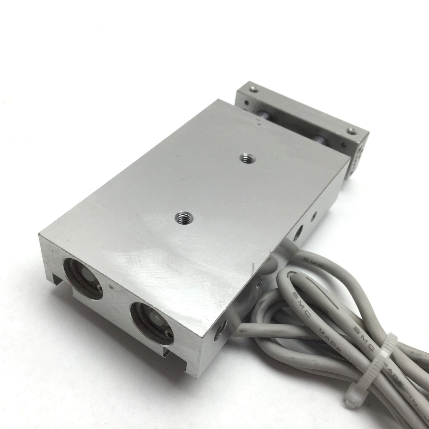 Used SMC CXSM10-20-Y59AL Dual Rod Cylinder, Bore: 10mm, Stroke: 20mm, With 2x Sensors