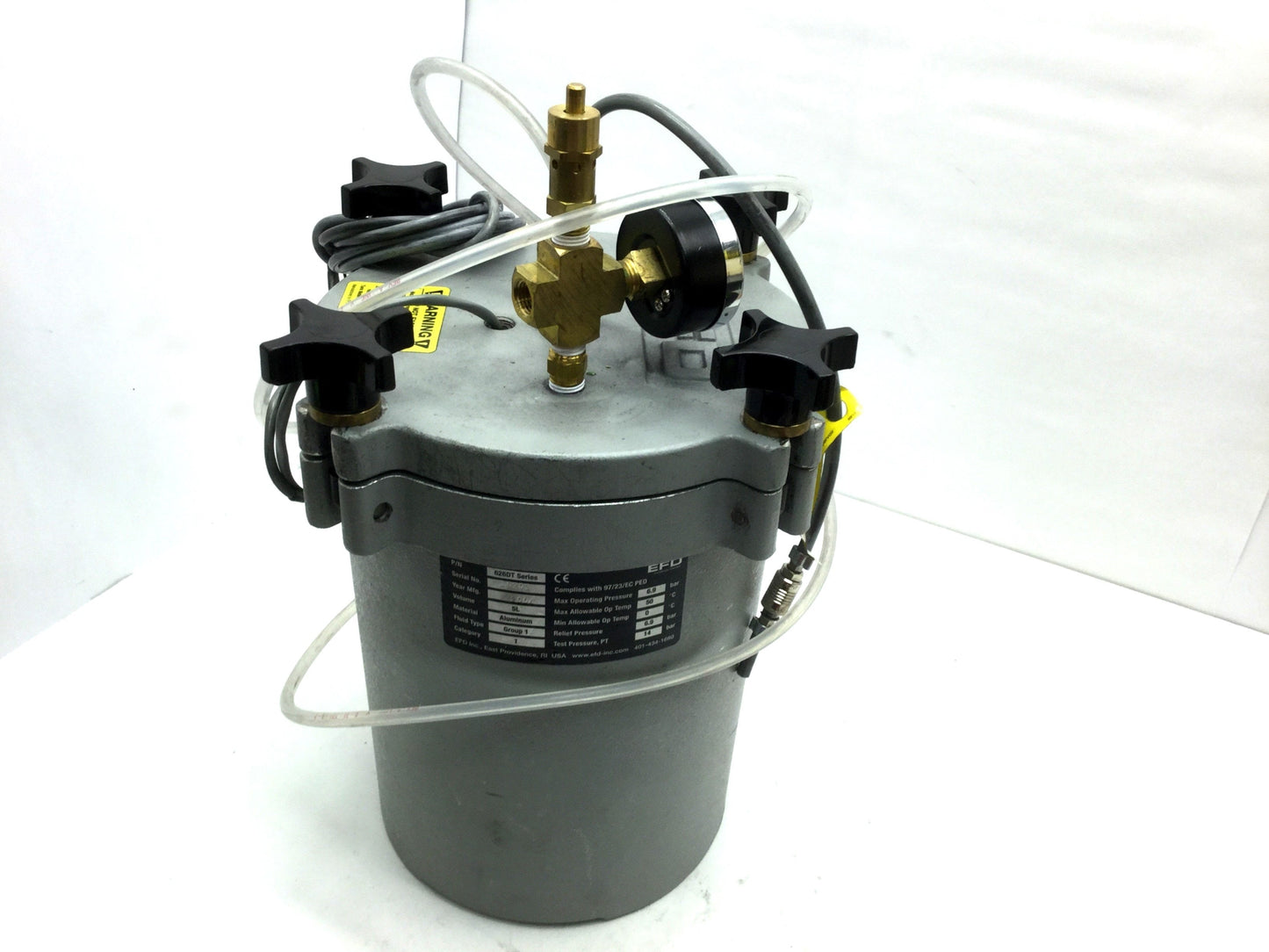 Used Nordson 626DTL-FS High Pressure Fluid Reservoir Aluminum Tank 5L, Gauge