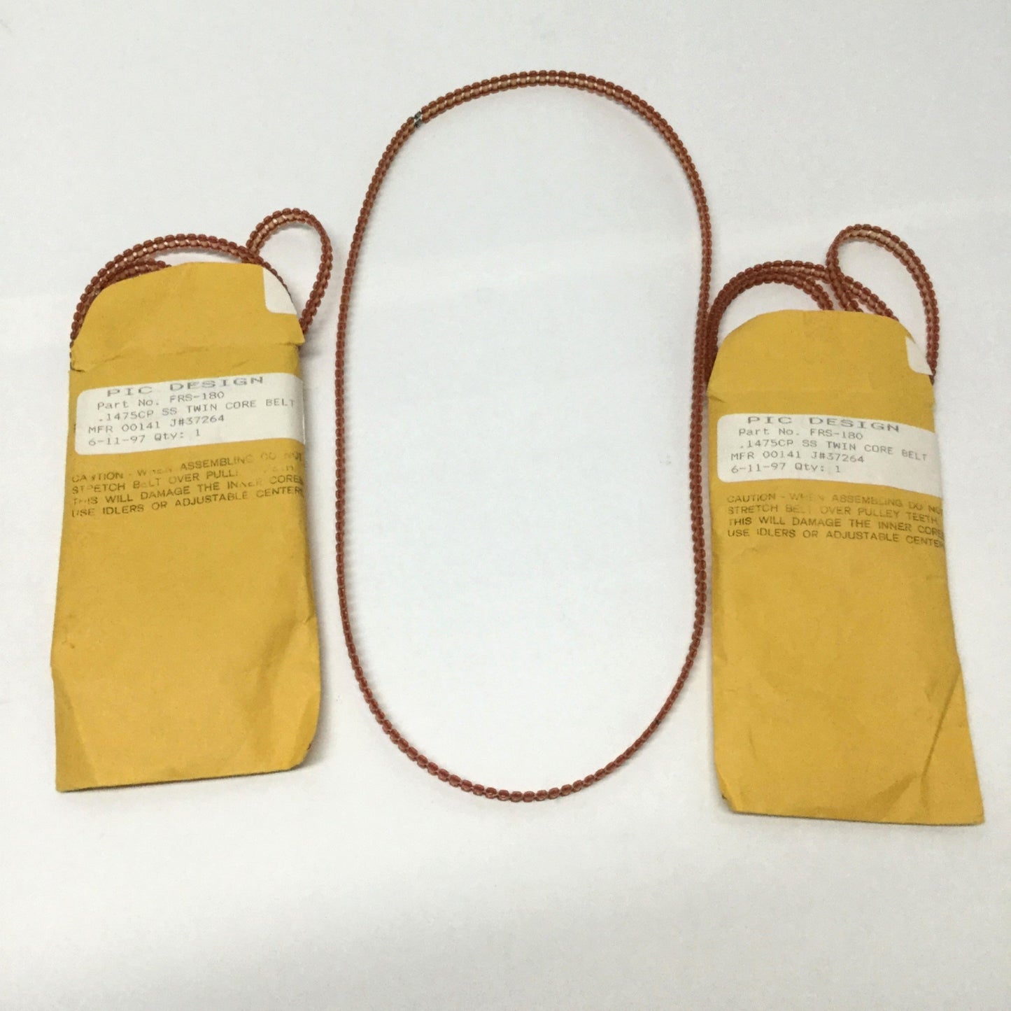 New – Open box Lot of 3 PIC Design FRS-180 No-Slip Belts, SS Twin Core, 180 Drive Pin, .1475 CP