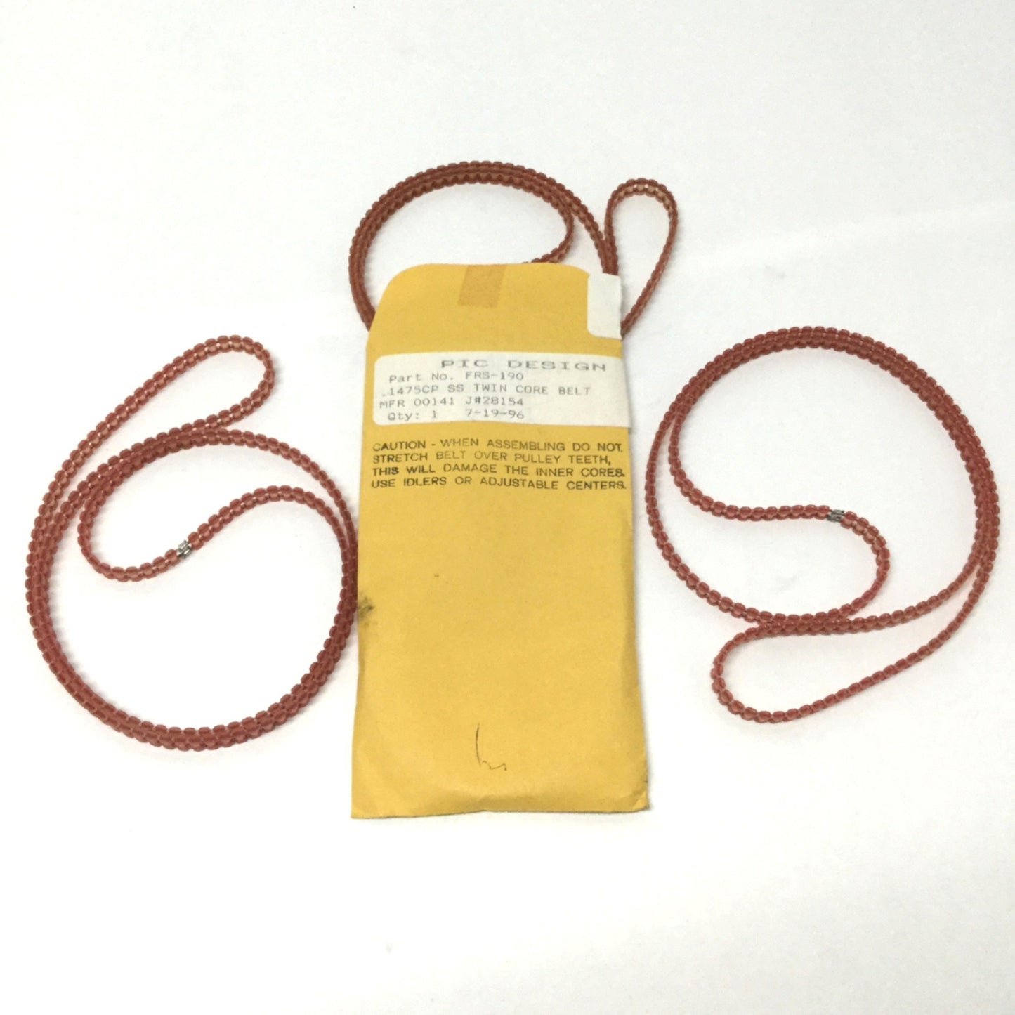 New – Open box Lot of 3 PIC Design FRS-190 No-Slip Belts, SS Twin Core, 190 Drive Pin, .1475 CP