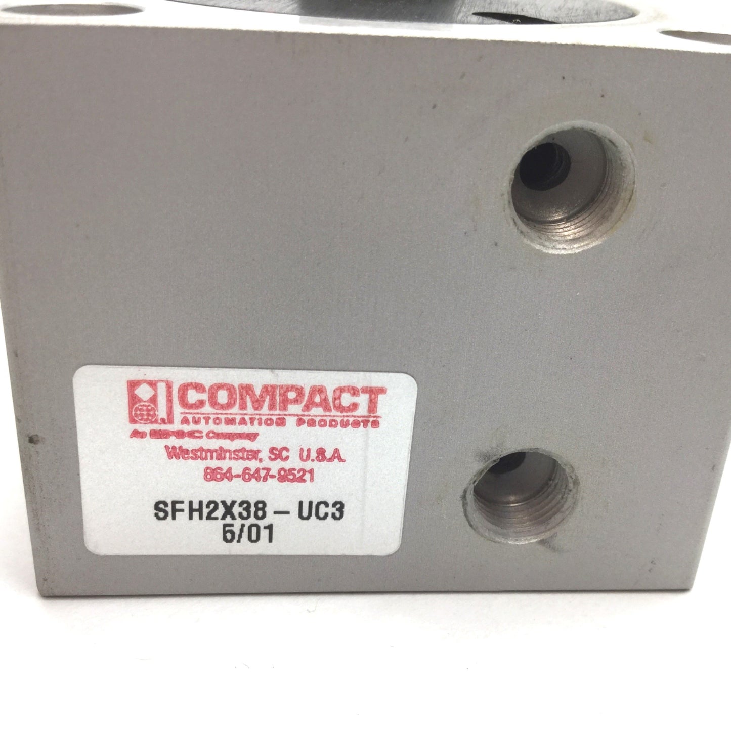 Used Compact SFH2X38-UC3 Pneumatic Cylinder, Bore: 2", Stroke: 3/8", Ports: 1/8" NPT