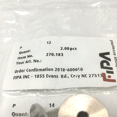 New Lot of 8 FIPA 270.183 Fittings for Bellows Vacuum Suction Cups, G 1/4 Male