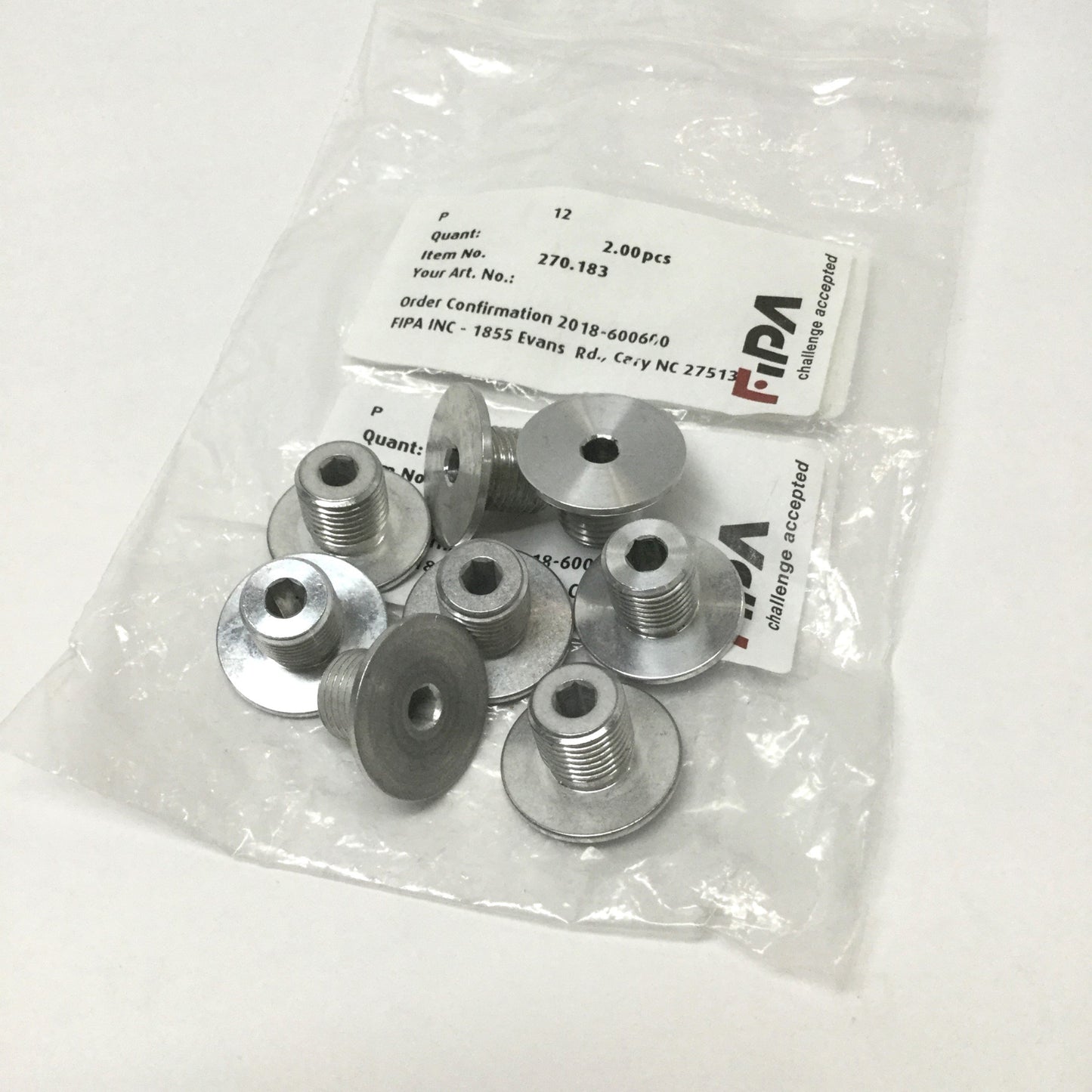 New Lot of 8 FIPA 270.183 Fittings for Bellows Vacuum Suction Cups, G 1/4 Male