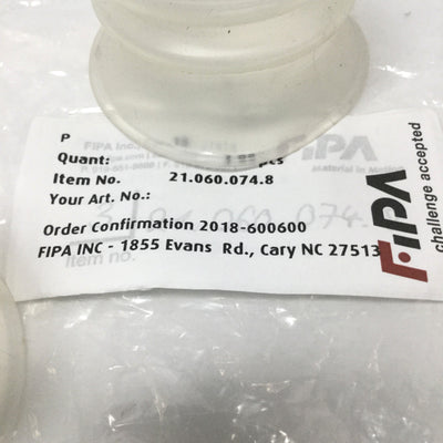 New – Open box Lot of 3 FIPA 21.060.074 Silicone Bellows Vacuum Suction Cups Ø60mm, 12mm Stroke