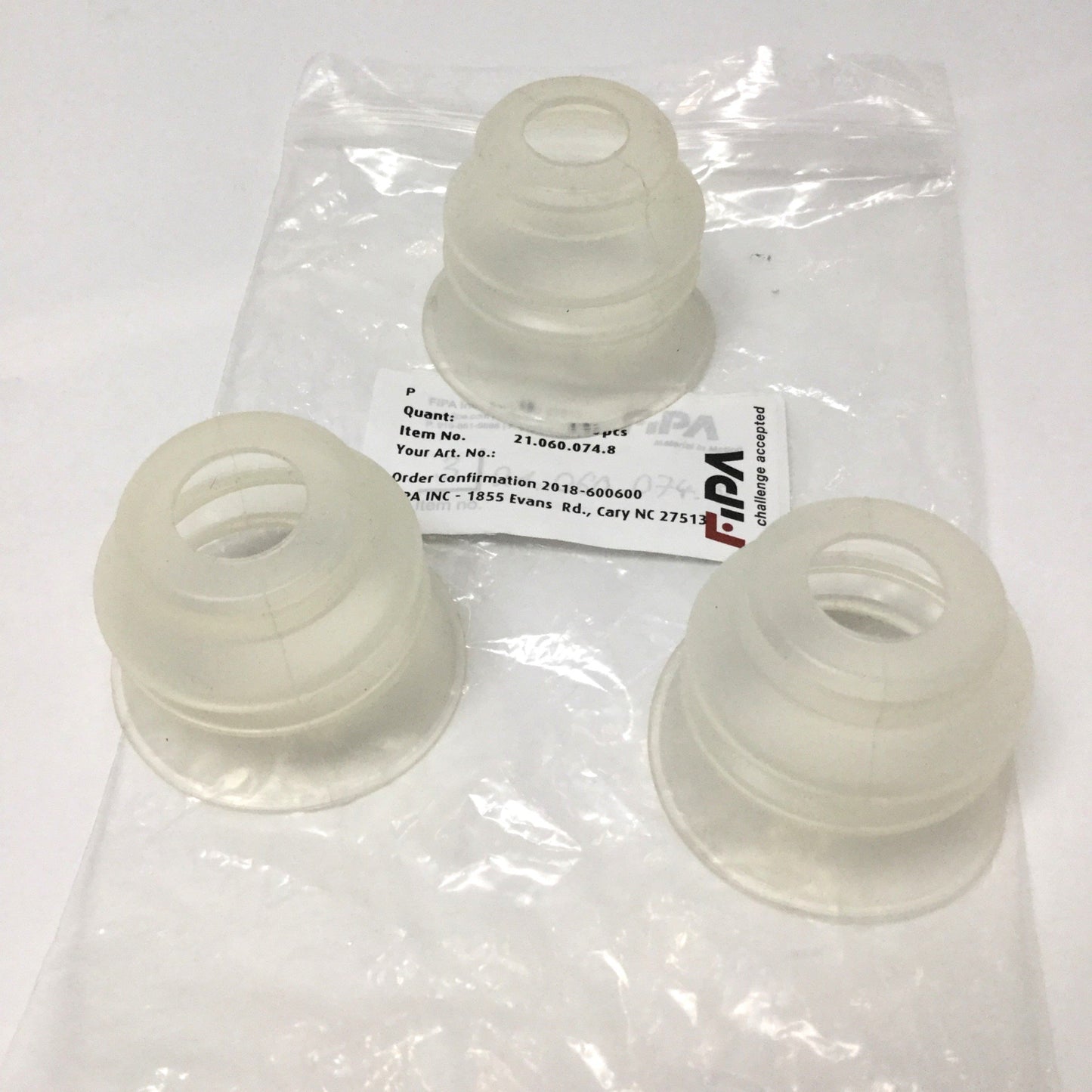 New – Open box Lot of 3 FIPA 21.060.074 Silicone Bellows Vacuum Suction Cups Ø60mm, 12mm Stroke
