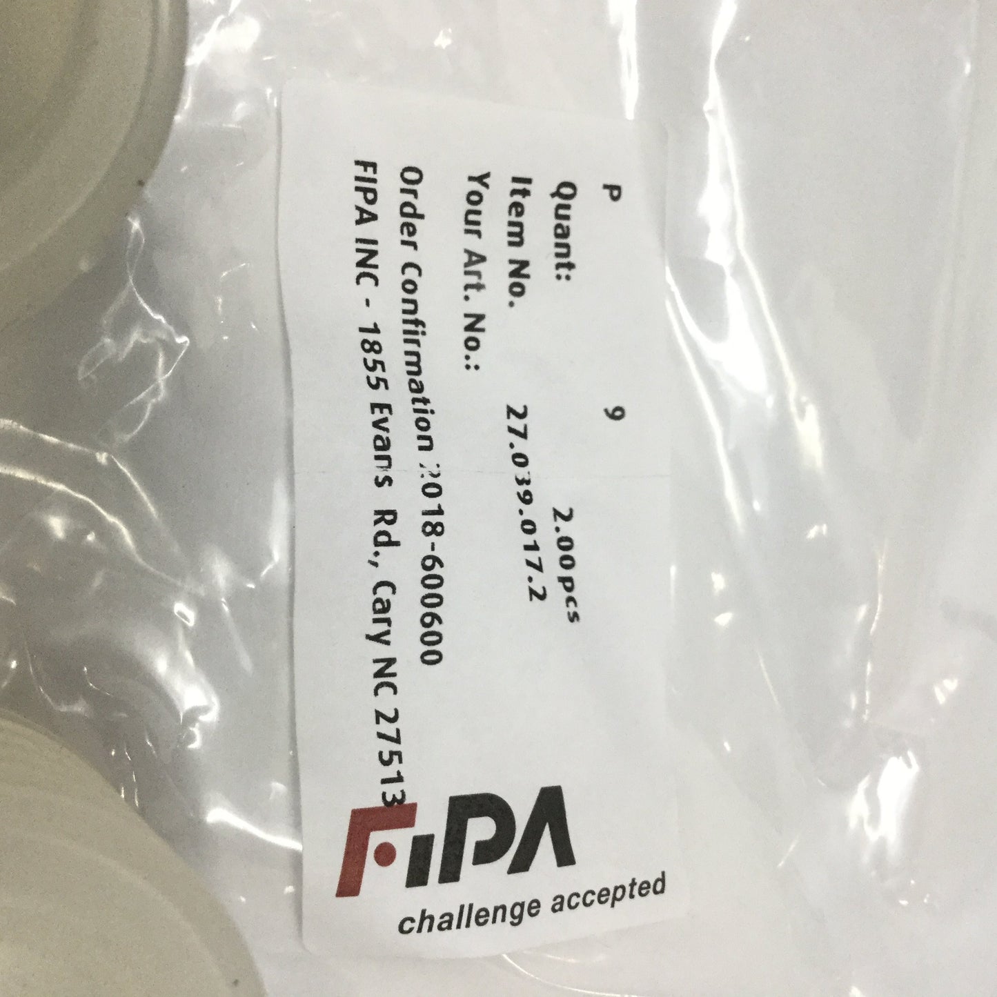 New – Open box Lot of 2 FIPA 27.039.017 Silicone Bellows Vacuum Suction Cups Ø38mm, 20mm Stroke