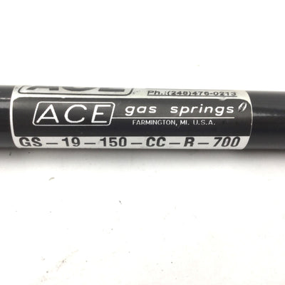 Used ACE GS-19-150-CC-R-700 Gas Spring, Stroke: 5.91", Extension Force 157 lbs