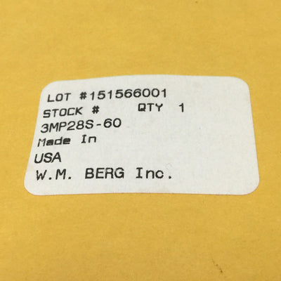 New WM Berg 3MP28S-60 Min-E-Pitch Chain Sprocket 303SS, 60-Tooth, 2.9962PD, .15708CP
