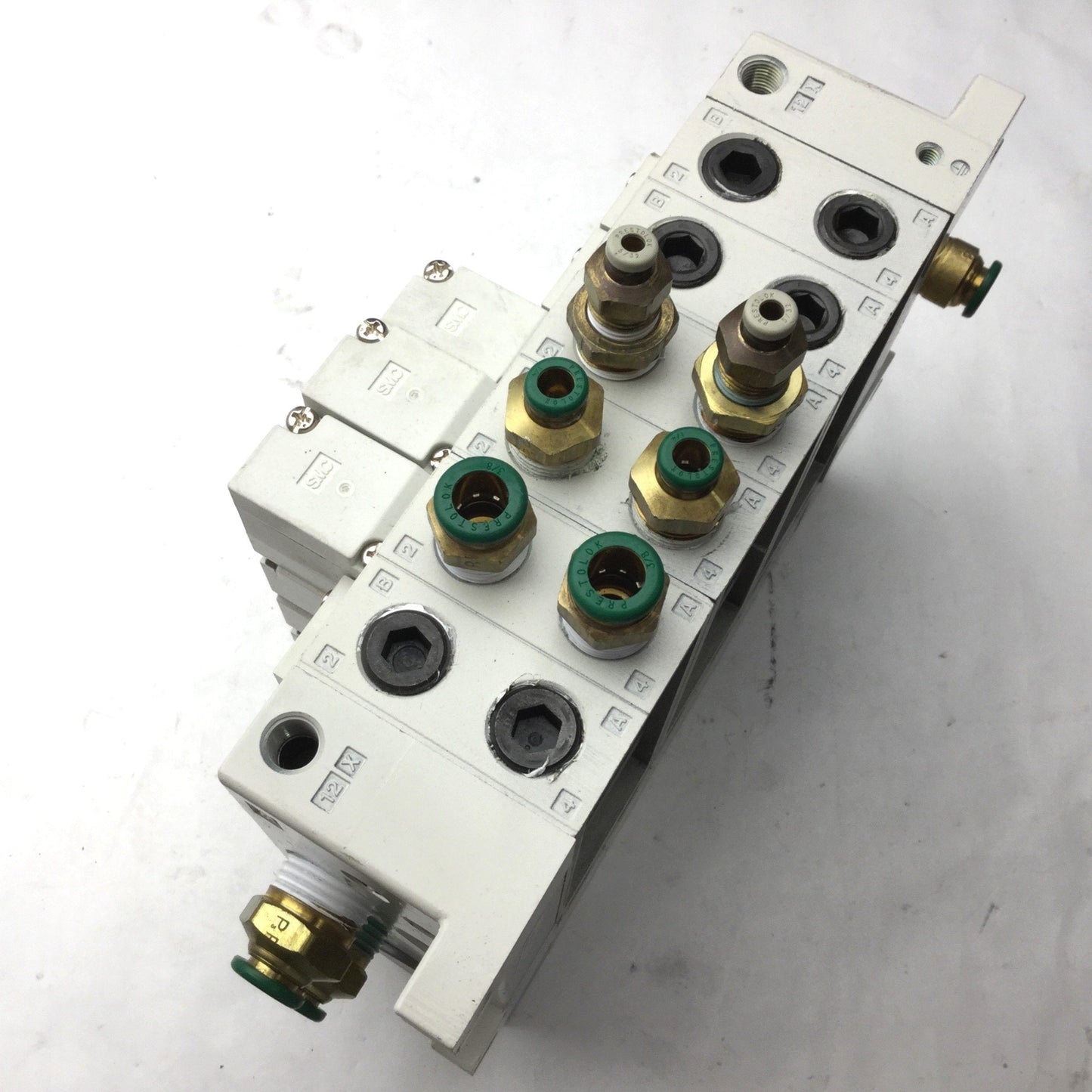 Used Bank of 3 SMC 2x VQ4200-5 & 1x VQ4100-5 Solenoid Valve, 2-Position 5-Port, 24VDC