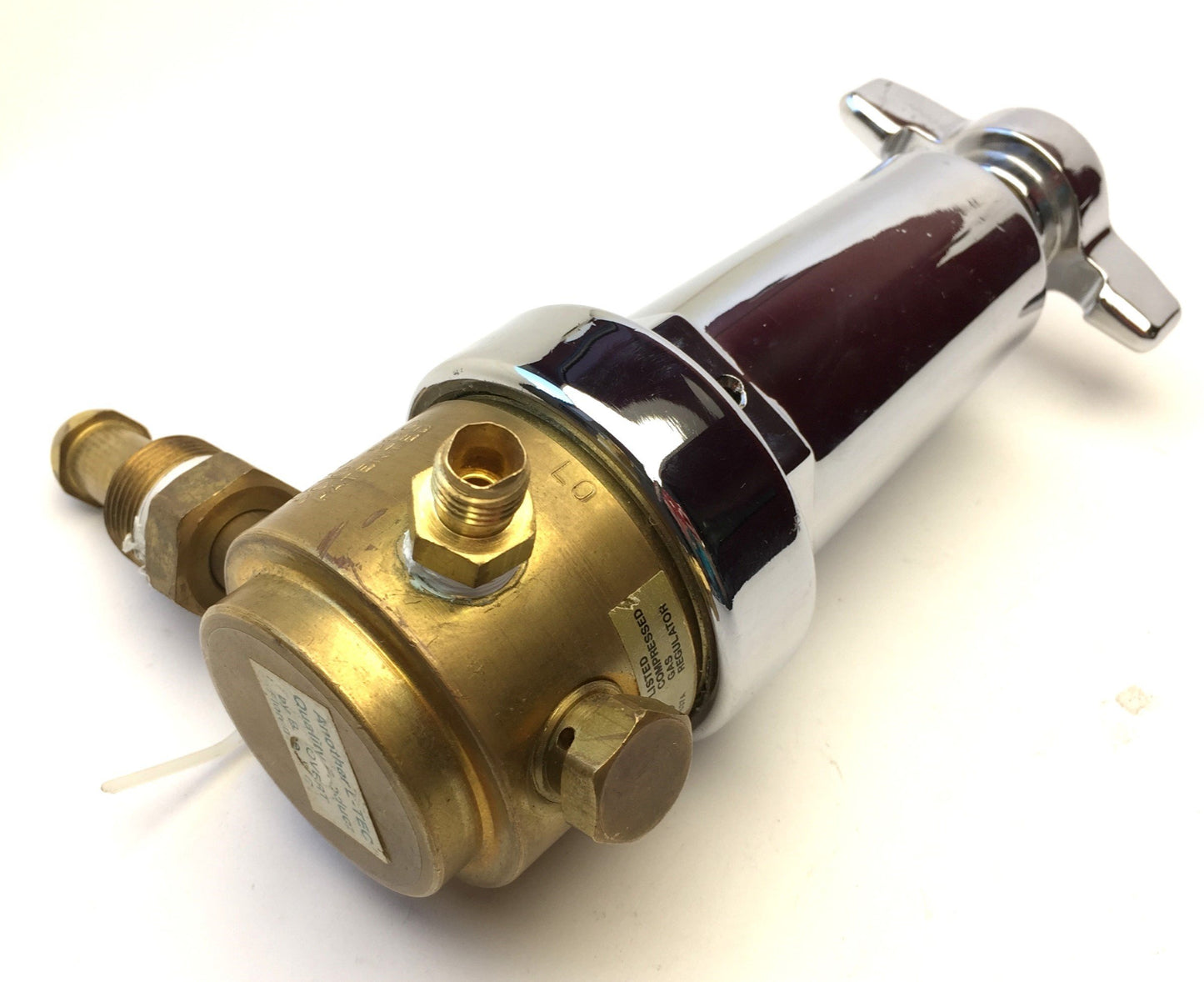 Used L-TEC Trimline R-76-500-580 Brass Compressed Gas Single Stage Regulator 0-500PSI
