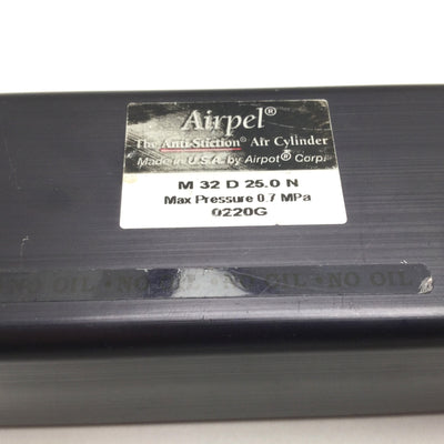 Used Airpel M32D25.0N Anti-Stiction Air Cylinder, Bore 32.5mm, Stroke 25mm, 0.7MPa