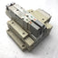 Used Bank of 3 SMC Solenoid Valves, 3x SV2300-5FU, 3-Pos 5-Way, Center Closed