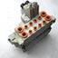 Used Bank of 3 SMC Solenoid Valves, 3x SV2300-5FU, 3-Pos 5-Way, Center Closed