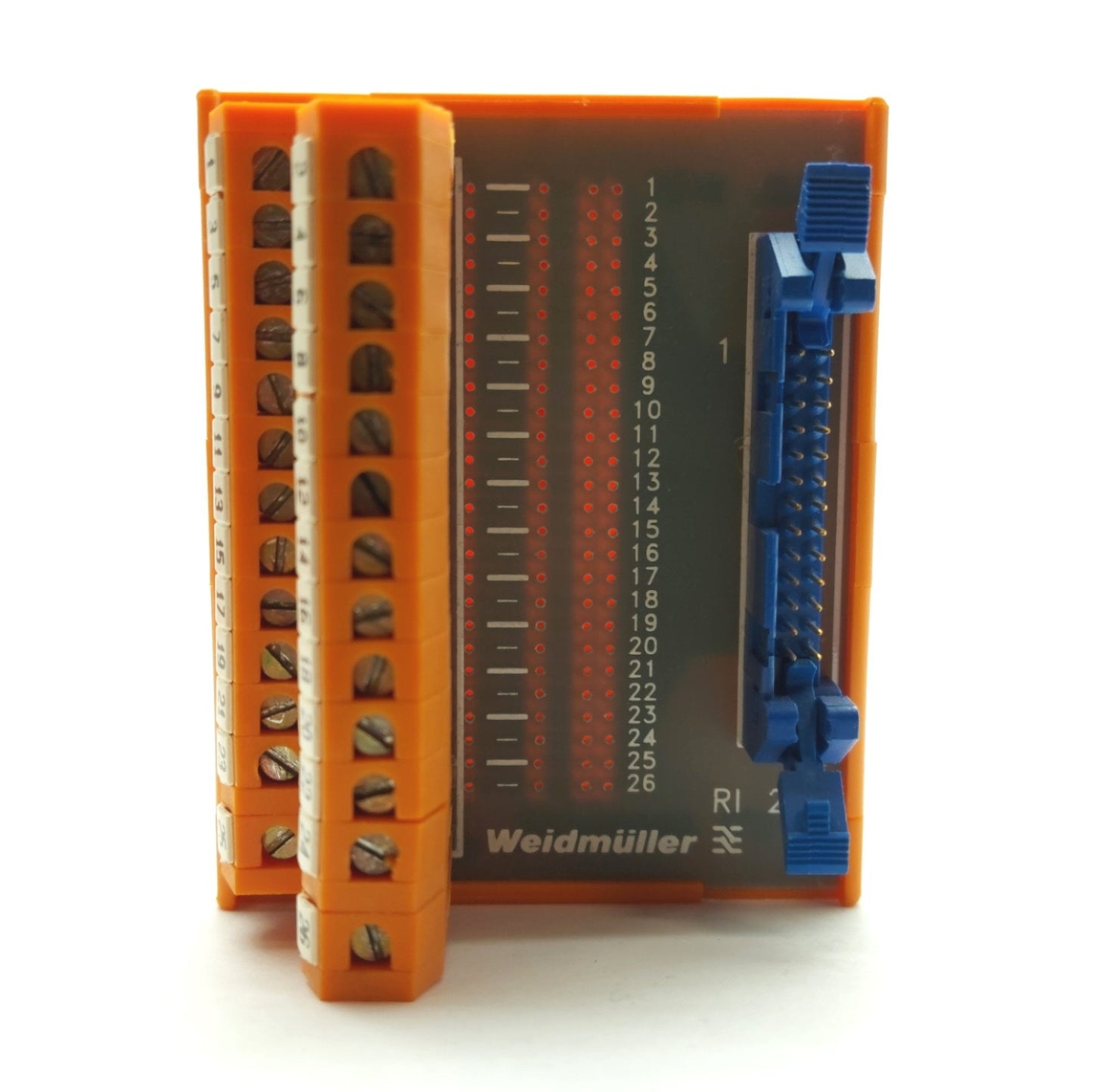 Used Weidmuller 914894/67 Breakout Board, IDC26 26-Pin Male Ribbon to Screw Terminals