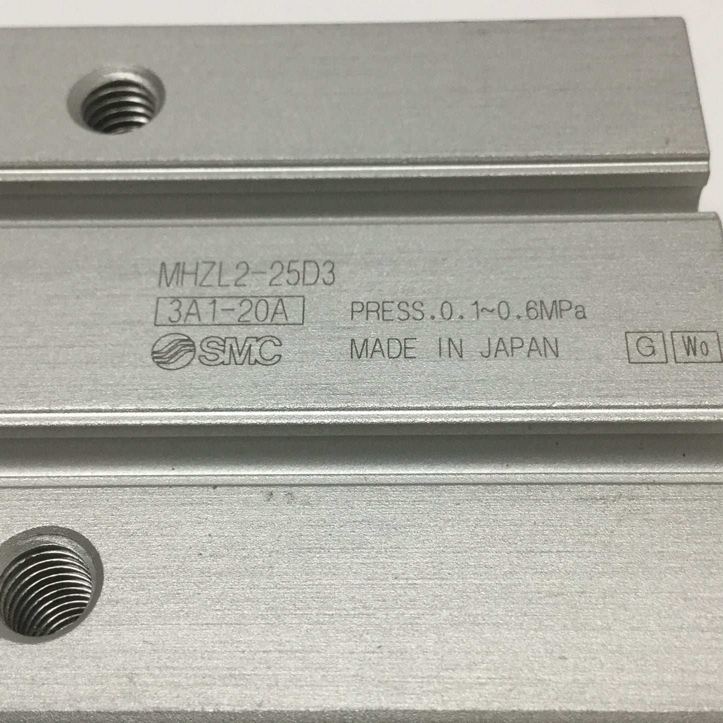 Used SMC MHZL2-25D3 Parallel Jaw Air Gripper, 2-Finger, 25mm Bore, 22mm Stroke, M5