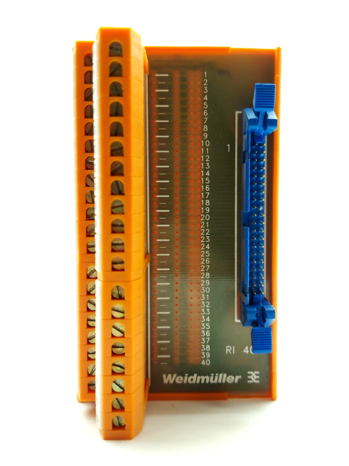 Used Weidmuller 914897/67 Breakout Board, IDC40 40-Pin Male Ribbon to Screw Terminals