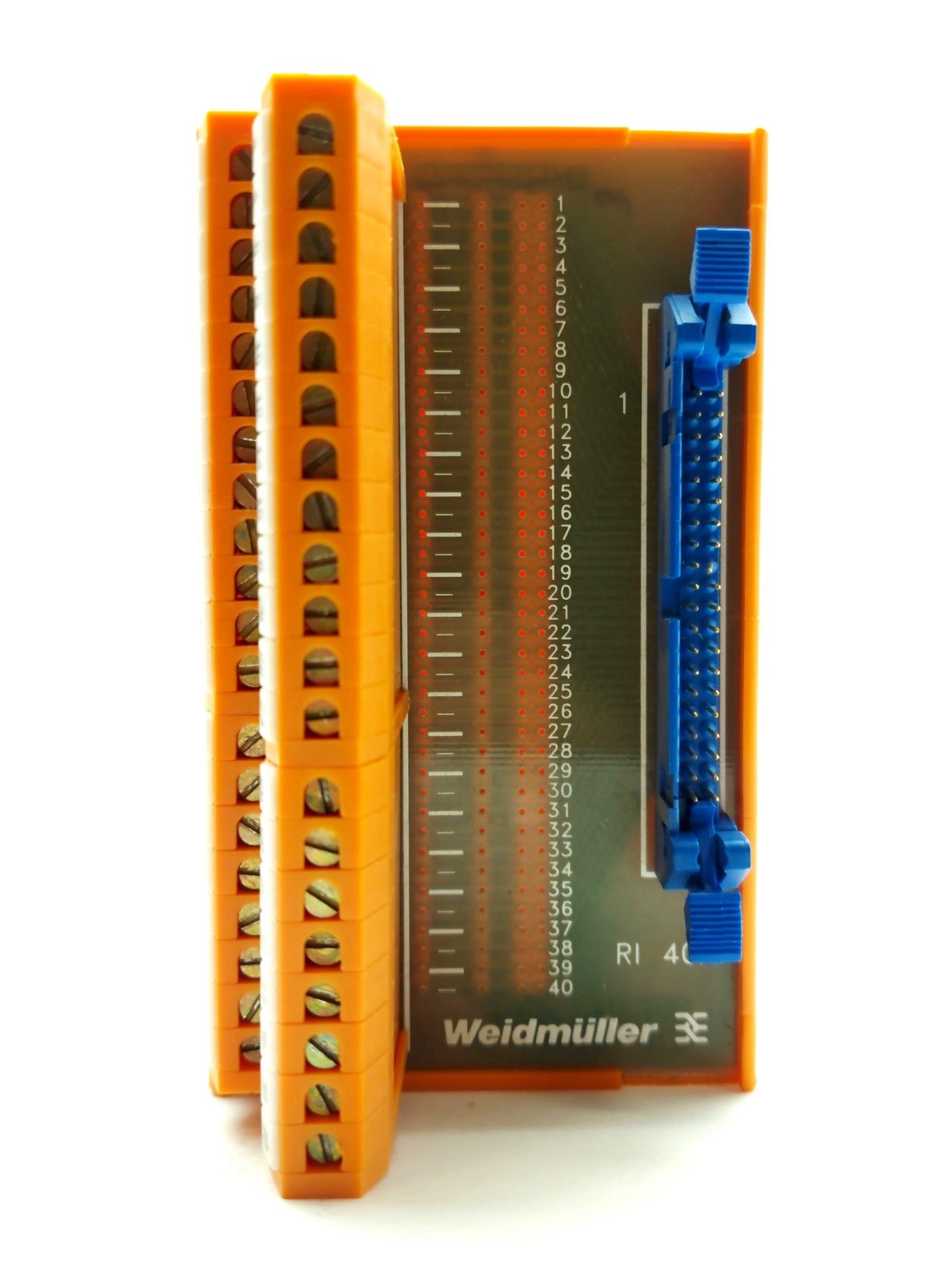 Used Weidmuller 914897/67 Breakout Board, IDC40 40-Pin Male Ribbon to Screw Terminals