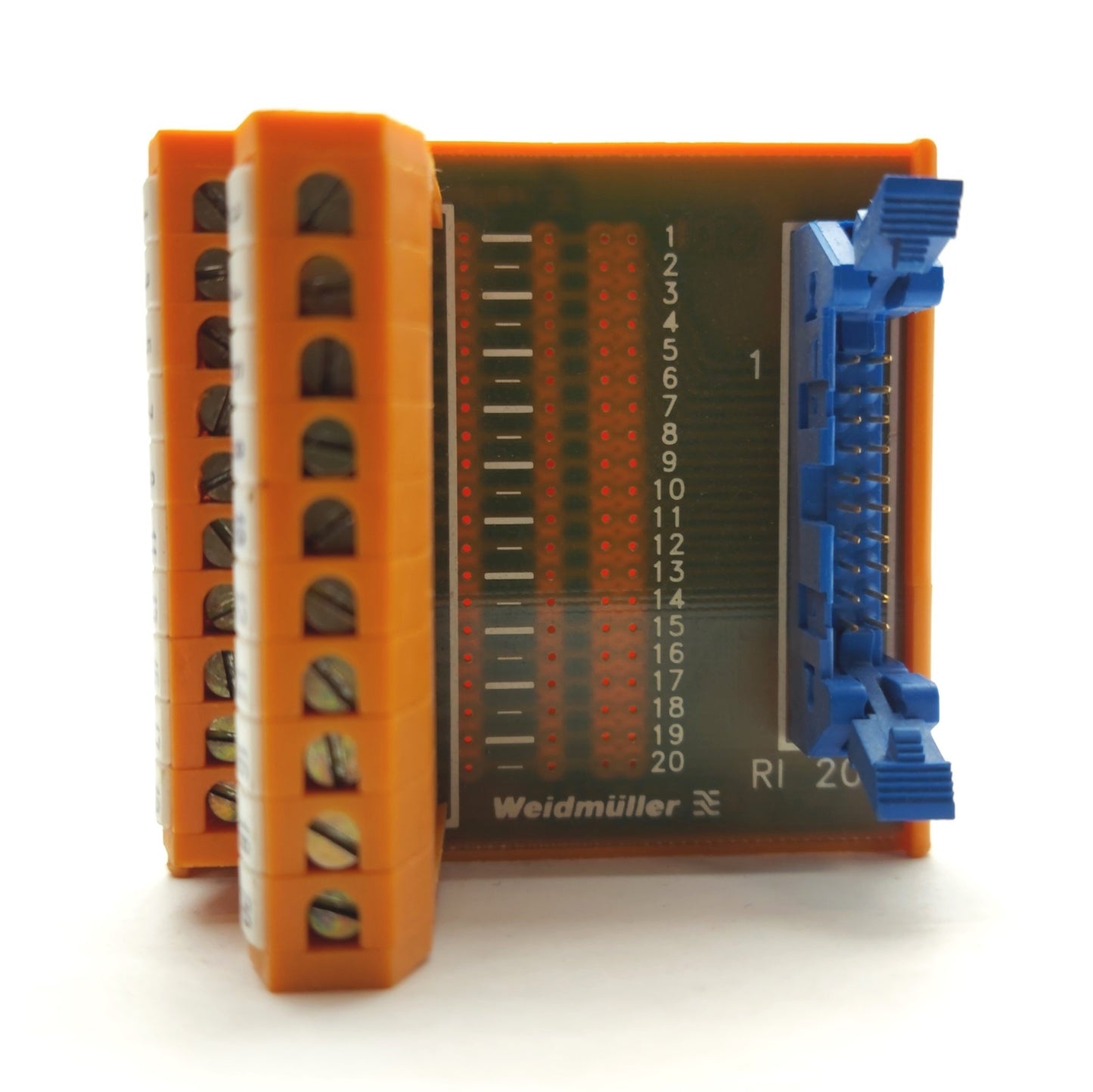 Used Weidmuller 914893/67 Breakout Board, IDC20 20-Pin Male Ribbon to Screw Terminals
