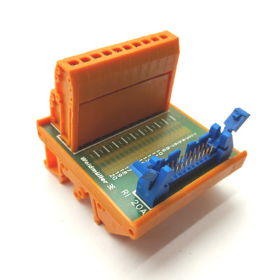 Used Weidmuller 914893/67 Breakout Board, IDC20 20-Pin Male Ribbon to Screw Terminals
