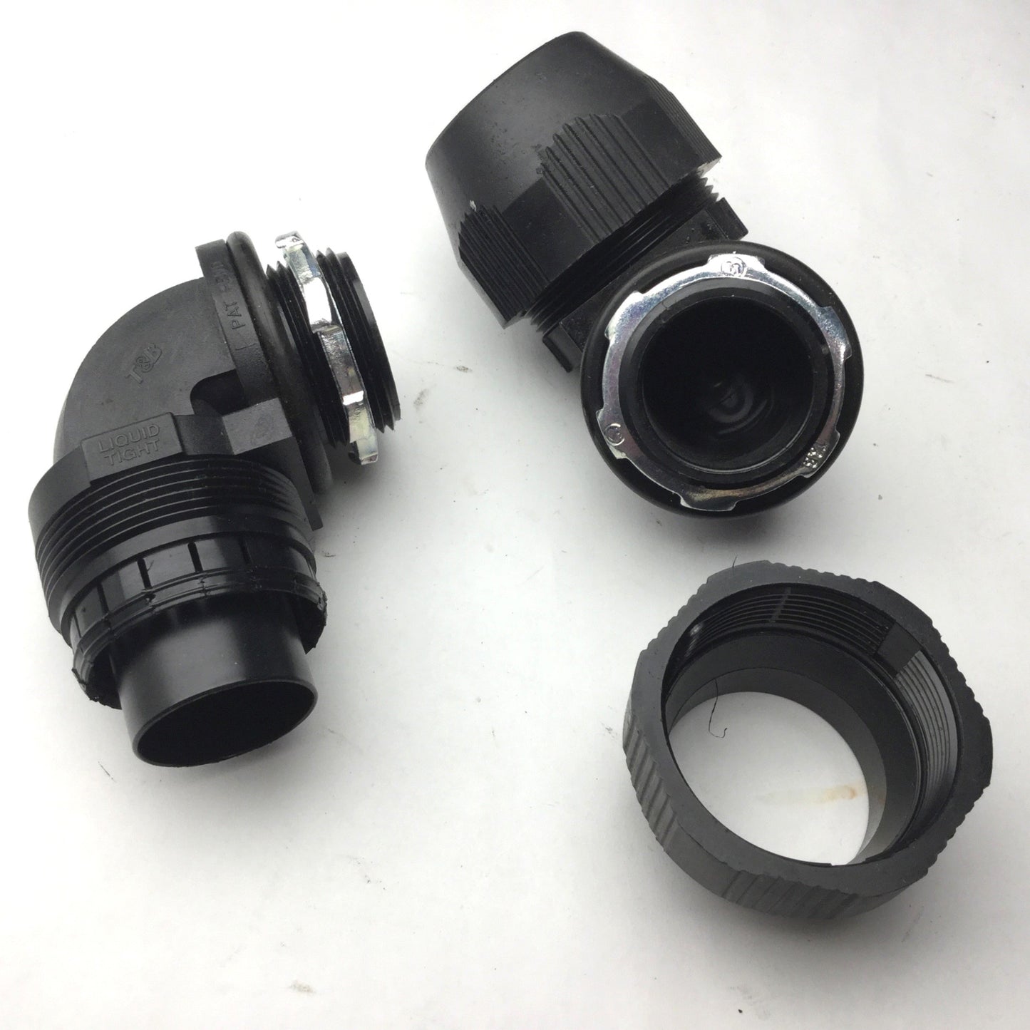 Used Lot of 2 T&b 1-1/4" Non-Metallic Liquid Tight Bullet Connector Elbows, 90°