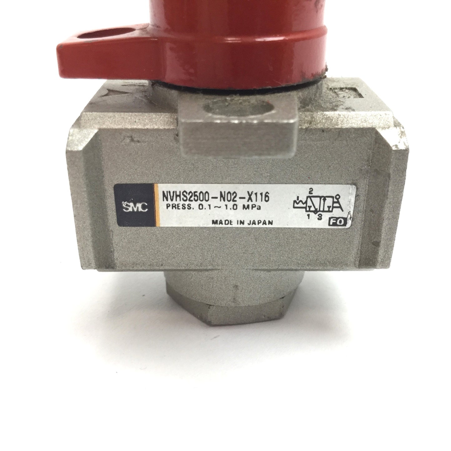 Used SMC NVHS2500-N02-X116 Pneumatic Lock-Out Valve, 1/4" NPT 1/8" NPT, 0.1-1.0MPa