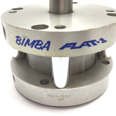 Used Bimba FOD-501 Flat-1 Double End Rod Pneumatic Cylinder, Bore: 2.5", Stroke: 1"