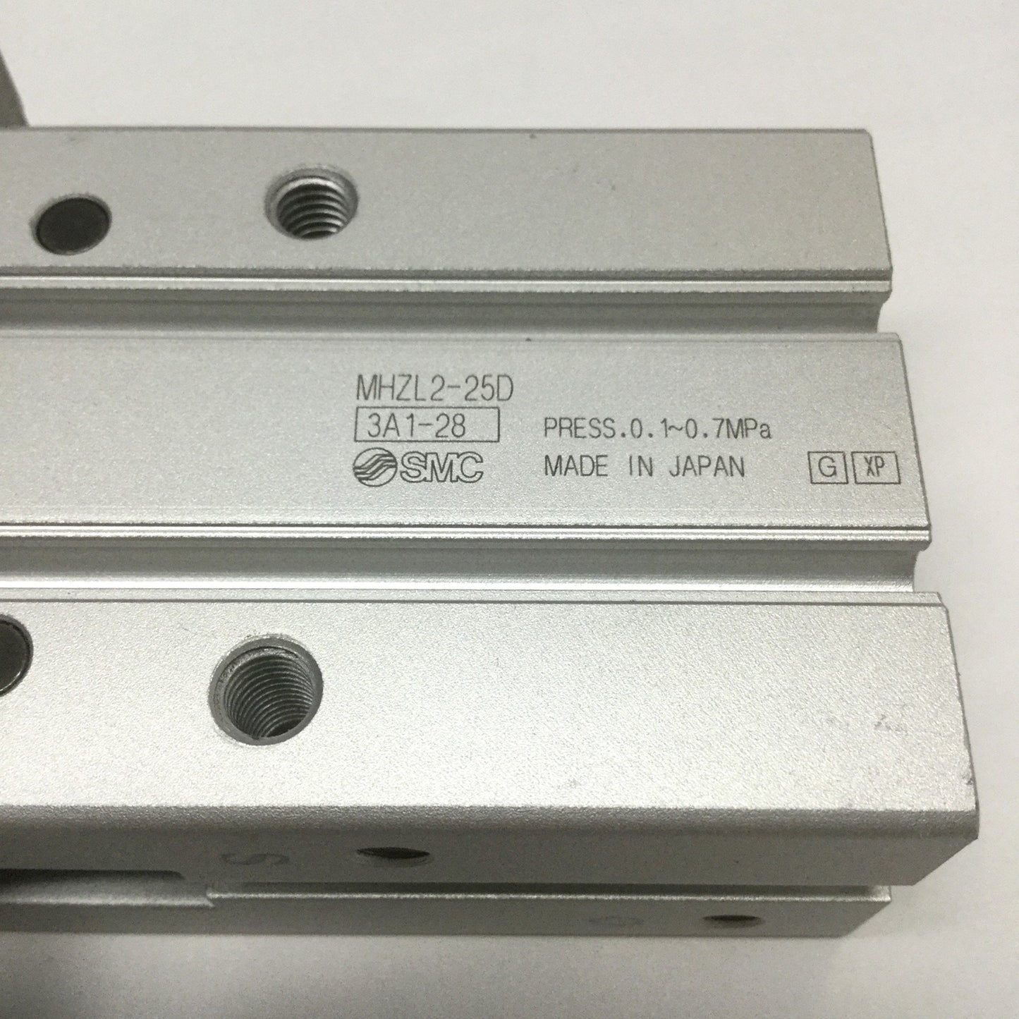 Used SMC MHZL2-25D Parallel Jaw Air Gripper, 2-Finger, 25mm Bore, 22mm Stroke, M5