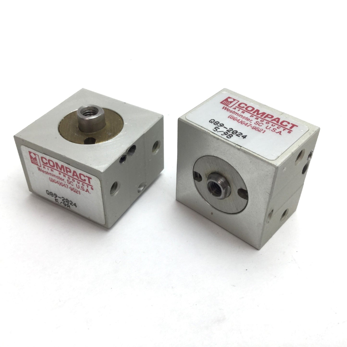 Used Lot of 2 Compact Q89-2024 Pneumatic Cylinder, Bore: 3/4", Stroke: 1/8", 10-32