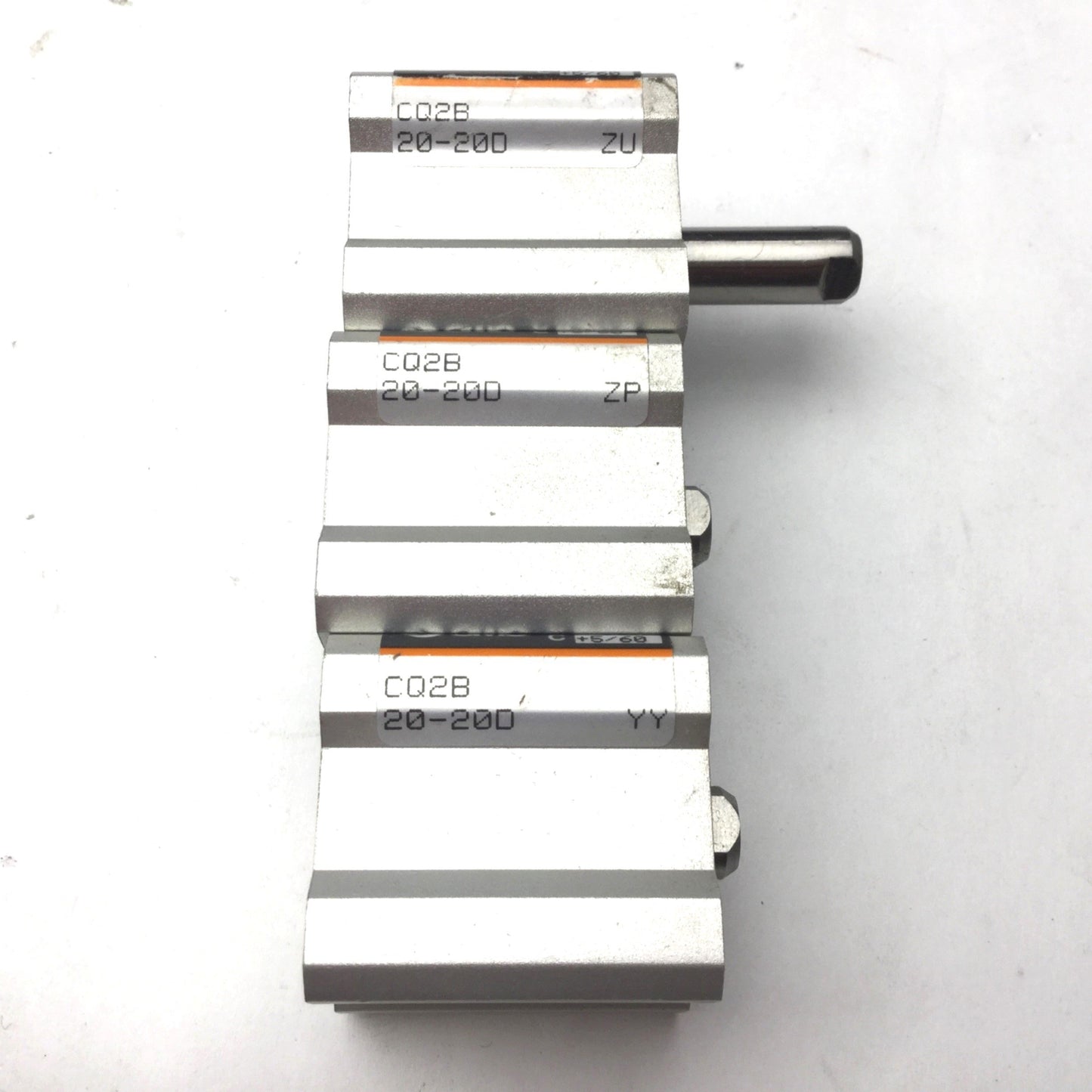 Used Lot of 3 SMC CQ2B20-20D Pneumatic Compact Cylinder, Bore: 20mm, Stroke: 20mm