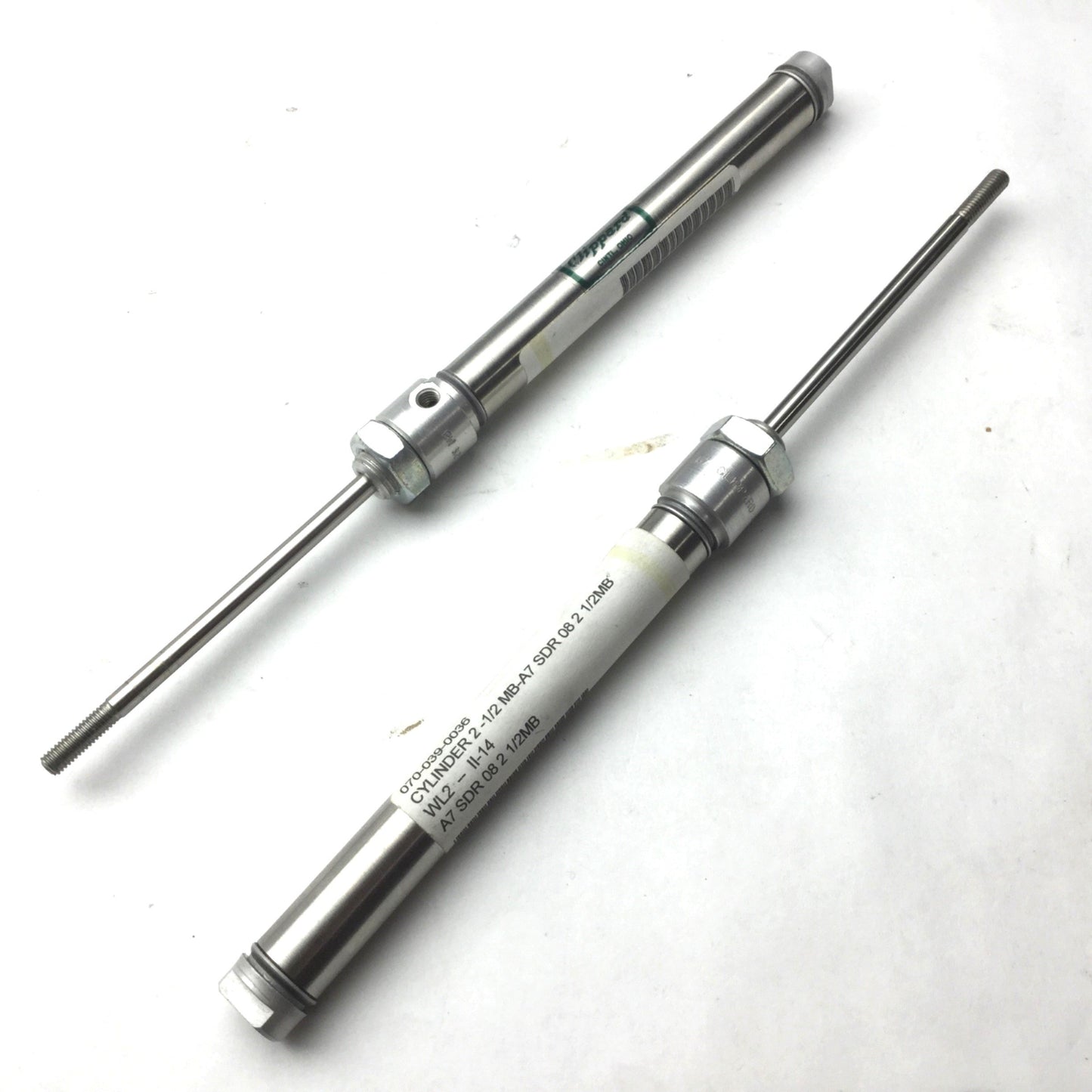 New Lot of 2 Clippard Cylinder 2-1/2 MB-A7 Single Acting Cylinder, Stroke 2-1/2"