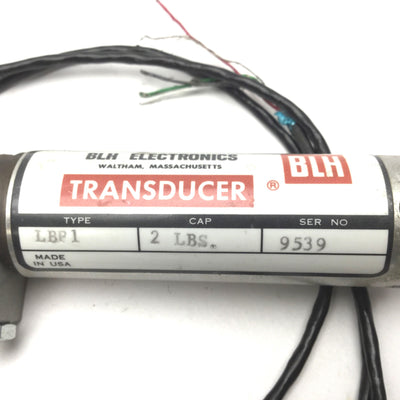 Used BLH Electronics LBP1 Transducer Load Cell, Capacity: 2lbs, Rating: 2.067mV/V